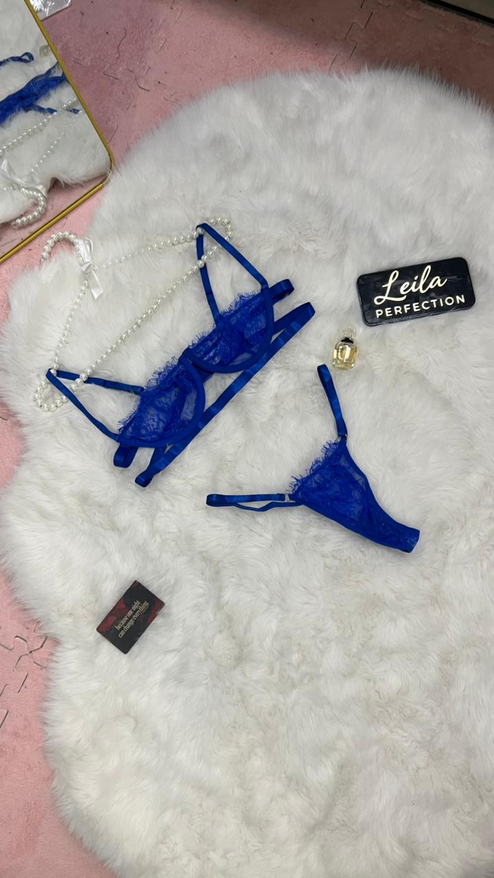 Ensemble de lingerie Bleu Royal & Perles